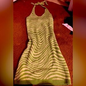 Green and White Striped Dress